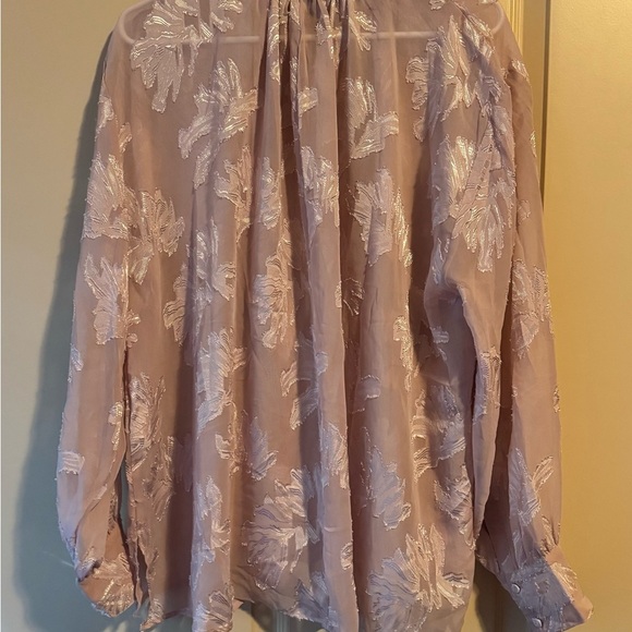 H&M JACQUARD-WEAVE BLOUSE Soft Pink Floral Size L - Picture 11 of 16